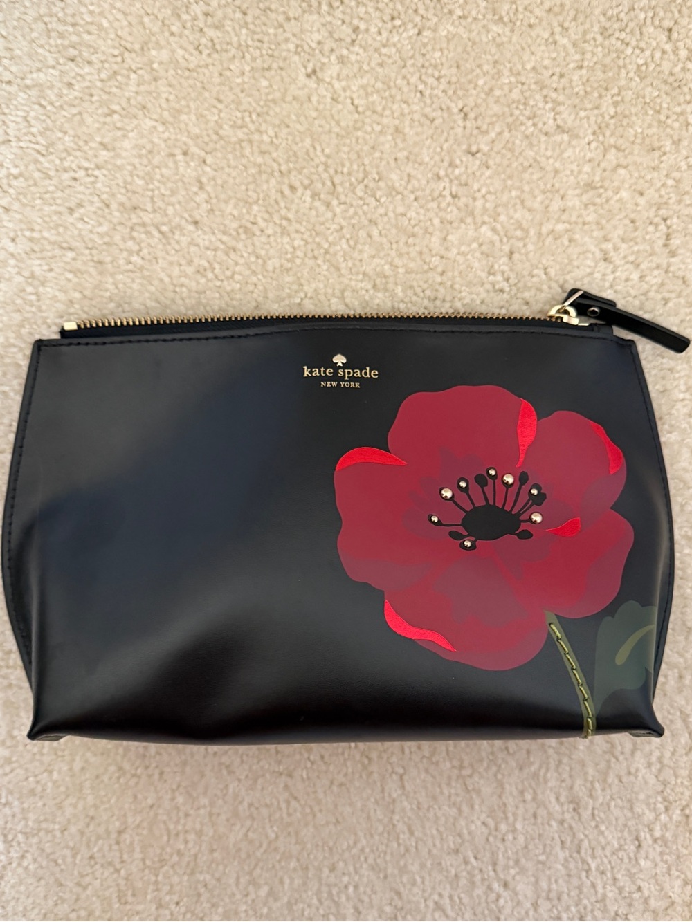 Kate Spade Ooh La La Hilarie Poppy Clutch Purse Black Red Floral NWOT